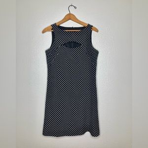 Vintage Mini Dress Black & White Polka Dot A-line Shift Sleeveless Size Sm/Med
